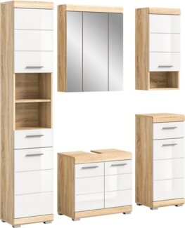 INOSIGN Badmöbel-Set Siena, 5 teilig, bestehend aus:, (Set, 5-St), Hochschrank, WBU, Spiegelschrank, Unterschrank, Hängeschrank