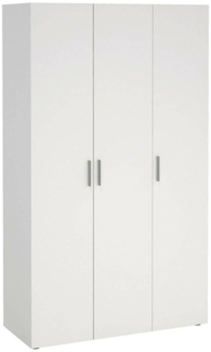 Dmora Kleiderschrank 3 Türen Albacore, Schlafzimmermöbel, Schrank, Garderobe, 118x50 h201 cm, Weiß