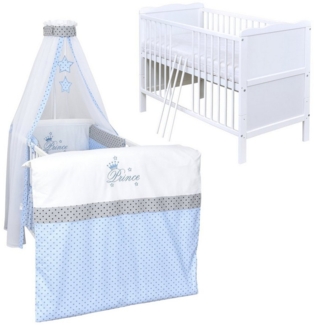 Baby-Delux Komplettbett Babybett Jack Komplettset, 10-tlg, Kinderbett 70x140 cm weiß, Bettset verschiedene Designs