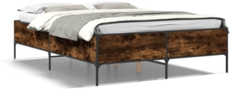 vidaXL Bettgestell Räuchereiche 135x190 cm Holzwerkstoff und Metall 3279814