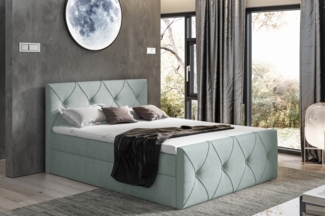 99rooms Arian Lux Boxspringbett Strukturstoff 120x200 cm Hellgrau