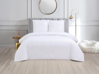 Vente-unique - Satinbettwäsche bestickt - 100 % Baumwolle - 120 Fäden/cm² - Bettdeckenbezug 240 x 260 cm + 2 Kissenbezüge 65 x 65 cm - Weiß - RIVANA von PALACIO