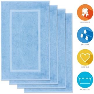 Lavea Badematte 4er Set Badeteppiche Elena Frottee 50x80 cm Badvorleger, 100% Baumwolle, 500 g/m² Frottier, weich & saugstark, pflegeleicht