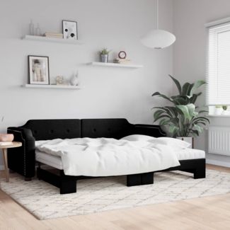 vidaXL Tagesbett Ausziehbar mit Matratzen Schwarz 100x200 cm Stoff 3197659