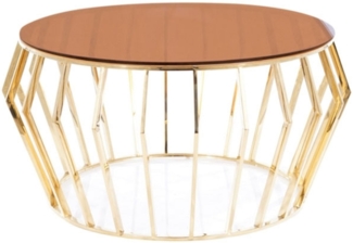 Couchtisch Glastisch Ariana A 80 x 80 x 45 cm Bernsteinfarben Gold