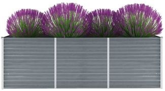 Garten-Hochbeet | Metall Hochbeet Verzinkter Stahl 240x80x77 cm Grau