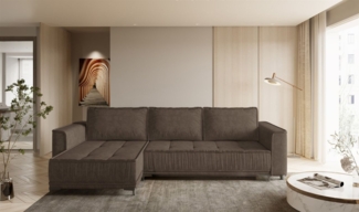 Ecksofa Schlafsofa Sofa JUNA Stoff Terra Braun Ottomane Links