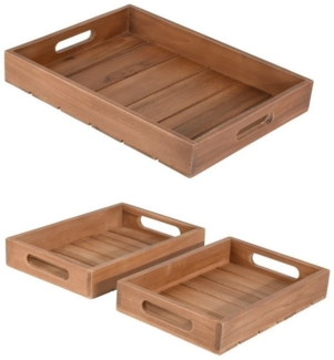 Meinposten Dekotablett Tablett Serviertablett Holz Teak braun Holztablett Dekotablett (1 St), Teakholz, unbehandelt