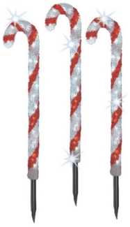 MARELIDA LED Dekoobjekt LED Zuckerstangen Gartendeko Weihnachtsbeleuchtung Timer 3er Set, LED Classic, kaltweiss (5300K bis 6000K)