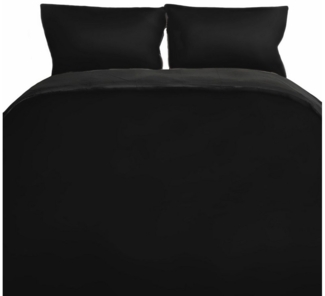 Einfarbige Wendebettwäsche 100% Baumwolle Satin mit Reißverschluss für Einzel- und Doppelbett Schwarz/Anthrazit 200 x 200 cm + 2x 80 x 80 cm