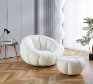 alesvelt Drehsessel Kürbis Sessel 360° Drehfunktion Relaxsessel inkl. Hocker (Set, 2-St), 360° Drehfunktion
