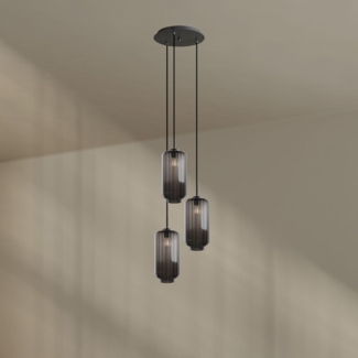 s.luce Velo Galerielampe 3-flammig Ø 40cm Baldachin Ø 18cm Rauch, Schwarz