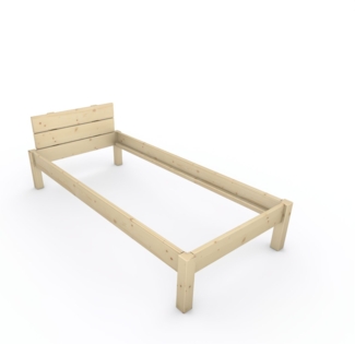Pfostenbett "metallarm" Fichte Holzbett "Daybett" 90 x 200cm 38cm Einzelbett