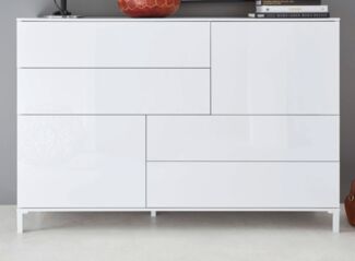 Kommode Sheldon in weiß Hochglanz Lack 150 cm