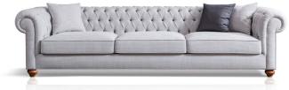 Casa Padrino Luxus Chesterfield Sofa Grau / Braun 300 x 100 x H. 77 cm - Wohnzimmer Sofa - Hotel Sofa - Wohnzimmer Möbel - Chesterfield Möbel - Luxus Möbel - Luxus Einrichtung