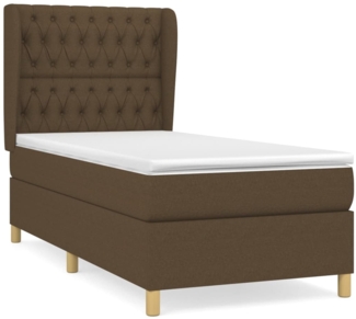 vidaXL Boxspringbett mit Matratze Dunkelbraun 90x200 cm Stoff 3128736
