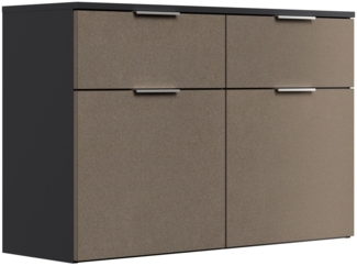 Schuhschrank Domus-M hängend 2 Softeinzüge 2 Klappen 8 Paar Sand : Sand / Grafit