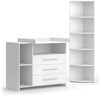 Kinderzimmer-Set Oskar Weiß 2 Teile, mit Wickelkommode und Spielzeugregal Vicco