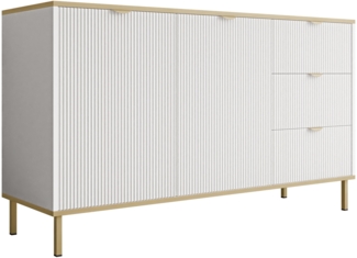 Kommode Werkoz 2D3S (Farbe: Weiß / Weiß + Gold)