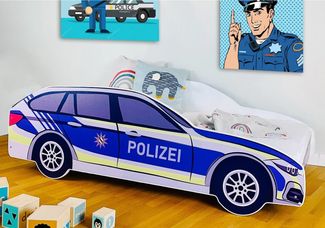 Kids Collective 'Polizei' Autobett 80x160 cm, mit Rausfallschutz und Lattenrost