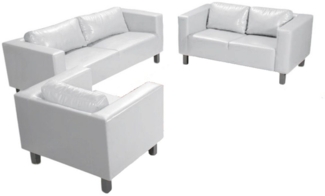 Sofa Set MAILAND 3-2-1 Sofagarnitur in Kunstleder Weiss