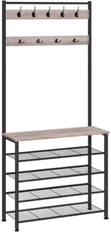 Garderobenständer Schuhregal Kleiderständer Schuhschrank Greige Schwarz