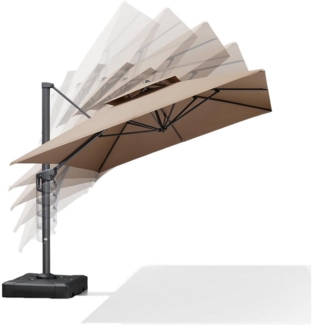 PURPLE LEAF Ampelschirm Außenbereich Alu Doppeldach Sonnenschirm Sonnenschirm, Terrassenschirm, LxB: 365,00x270,00 cm, für Terrasse, Balkon