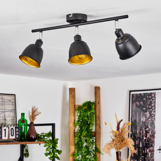 hofstein Deckenleuchte »Manzinello« Deckenlampe, Metall, Schwarz/Goldfarben, ohne Leuchtmittel, mit Lichteffekt, E14, verstellbare Strahler