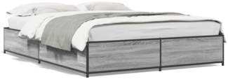 vidaXL Bettgestell Grau Sonoma 140x190 cm Holzwerkstoff und Metall 3279855