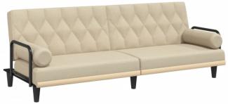 Schlafsofa mit Armlehnen Creme Stoff