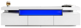 HAUSS SPOLE TV-Schrank 160x39x42cm mit LED-Beleuchtung für 70 Zoll Fernseher Weiß (TV-Board, Fernsehtisch, 1-St, 3 Schubladen) für 70-79 Zoll Fernseher