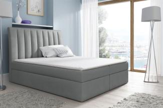 Boxspringbett MALENA mit Bettkasten 120x200 cm Stoff Grau