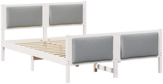 vidaXL Bettrahmen mit Kopfteil Hellgrau 135 x 190 cm Stoff 878343