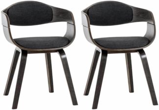 DELUKE® 2er Set Stühle LONDON Stoff - 73x49x46cm, Grau/Dunkelgrau Stoff Holz Gestell Konferenzstuhl Wartezimmerstuhl