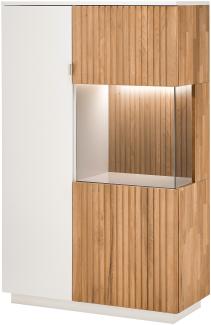 Vitrine Linda 15 weiß-grau 92 x 152 x 40 cm Glasvitrine Schrank RA LED mit Beleuchtung