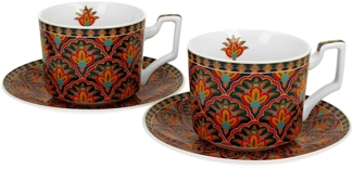 DUO GEOMETRIC 2er-Set Luxus Tassen 250 ml FESTUM, mit Untertassen, New Bone China Porzellan