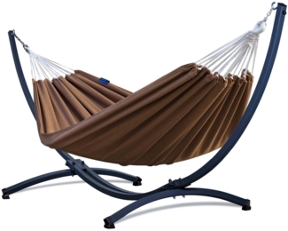 Potenza Hängematte mit Gestell – 220kg für 2 Personen, Hängematte- 220x160, 200kg, Cocoon XXL Toffee