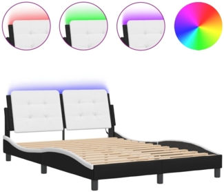 vidaXL Bettgestell mit LED ohne Matratze "Zadar" Schwarz und Weiß 120x200 cm Kunstleder 3214101