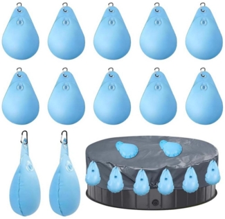 PRIISF Schwimmbecken 12er Poolabdeckung Gewichte Wassersack Poolabdeckung Hängende Tasche (Pool-Wasserbeutel Winter Pool Abdeckplane Pool Beschwerungssack, Schwimmbadabdeckung Poolpolster Pool Wandtaschen), Pool Poolkissen Winter Luftkissen Winterkisse...