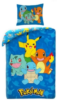Pokémon Kinder-Bettwäsche – Bettbezug 140x200 cm + Kissenbezug 60x70 cm