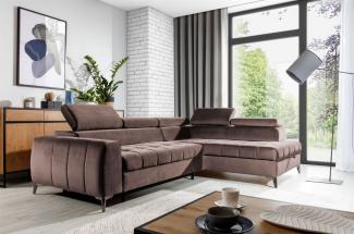 Ecksofa Schlafsofa Sofa AGNESA Stoff Salvador Braun Ottomane Rechts