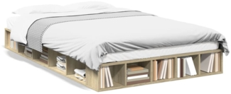 vidaXL Bettgestell Sonoma-Eiche 135x190 cm Holzwerkstoff 3280498