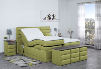 Meisterbetten Boxspringbett Pino 120x200 in WT-Apfelgrün, Matratzenbezug Nano, Ergoflex-Topper