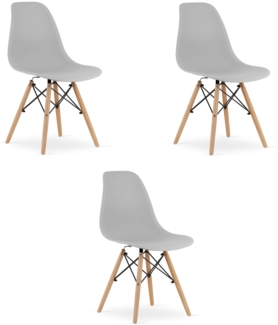 Valora OSAKA Stuhl, graue Holzbeine, ergonomisches Design, 3 Stück