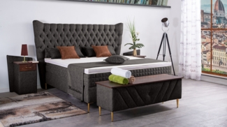 Meisterbetten Boxspringbett Quin 120x220 in MS-Espresso, Matratzenbezug Optiflex, Ergoflex-Topper