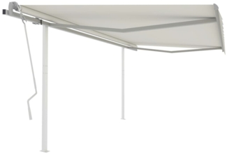 vidaXL Markise Manuell Einziehbar mit Pfosten 4x3,5 m Creme 3070017