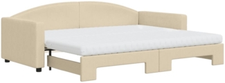 vidaXL Tagesbett Ausziehbar mit Matratzen Creme 90x200 cm Stoff 3197210