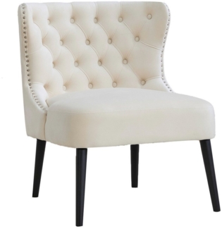 SeedWave Ohrensessel Retro Polstersessel Samt Einzelsofa mit Knopfheftung, Metall-Nieten, Der Sitz gefüllt mit hochdichtem Schwamm, Massiveholzfüße