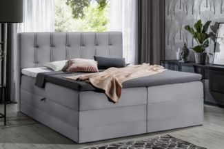 99rooms Hugo Boxspringbett Velours JASMINE 200x200 cm Dunkelgrau