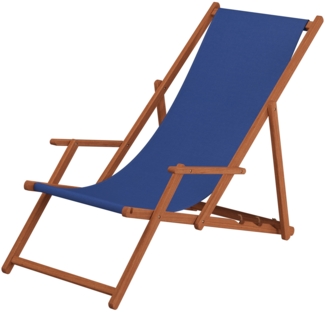 Liegestuhl blau Strandliege Gartenliege Tisch Buche Deckchair Strandstuhl klappbar 10-307 T